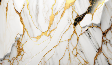 Abstract gold white and liquid gold color marble texture AI Generated imageの素材