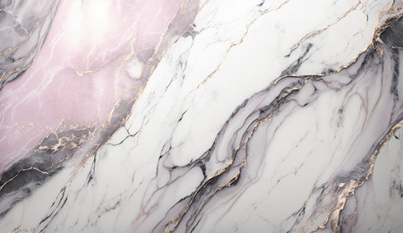 Abstract white pink and liquid gold color marble texture AI Generated Imageの素材