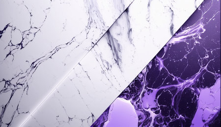 Abstract white and liquid purple color marble texture AI Generated imageの素材