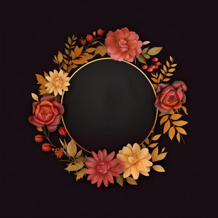 Artificial rose flowers circle floral border frame images AI Generated artの素材