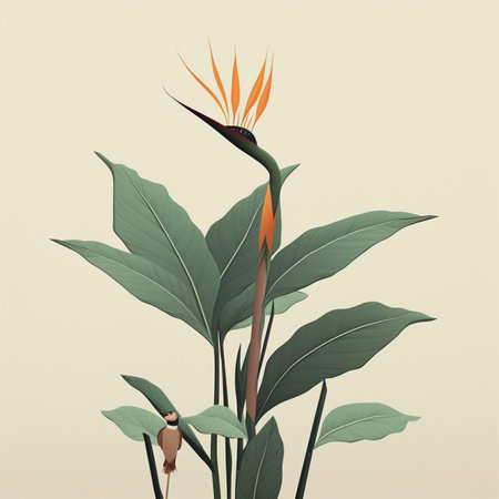 Beautiful bird paradise indoor potted plants pictures AI Generated artの素材