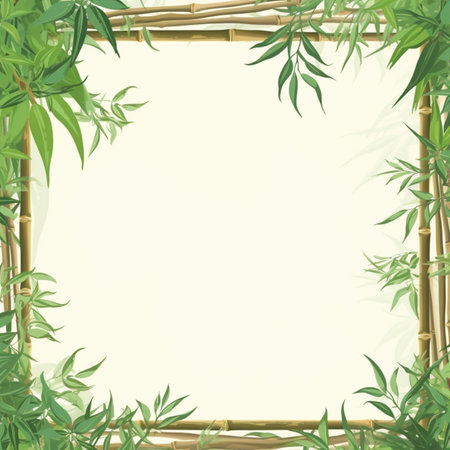 Beautiful bamboo tree leaves frame border design pictures AI Generated artの素材