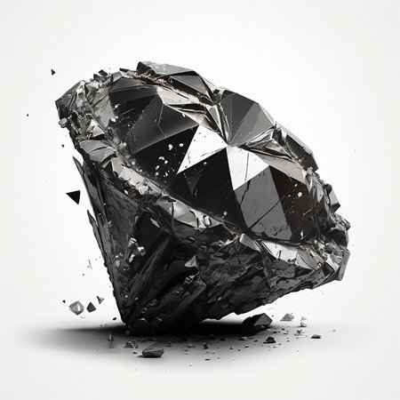 Beautiful black color diamond stone white background AI Generated imageの素材