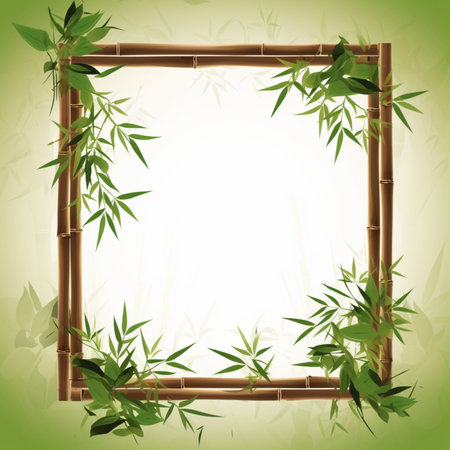 Beautiful bamboo tree leaves frame border design pictures AI Generated artの素材