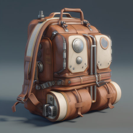 Beautiful dark brown rucksack with leather backpacks embossed picture AI Generated artの素材