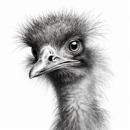Pencil sketch artwork emu animal drawing AI Generated Artの素材