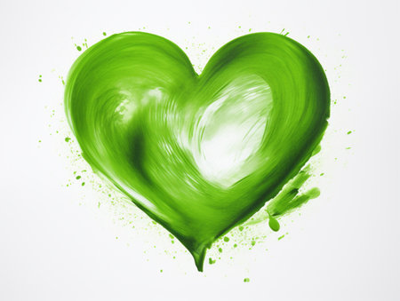 Amazing green heart clipart watercolor illustration pictures AI Generated Imageの素材