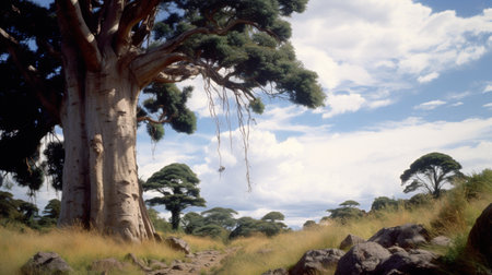 African maasai mara baobab trees huge picture Ai generated artの素材