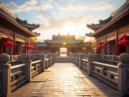 Ancient chinese culture architecture special temple picture AI Generated Imageの素材