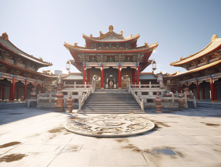Ancient chinese culture architecture special temple picture AI Generated Imageの素材