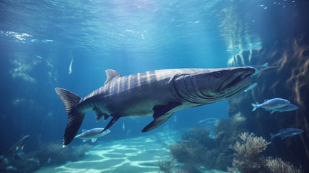 A albacore majestic fish swimming sea underwater photography AI Generated Imageの素材