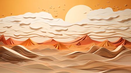 Abstract desert mountain landscape pastel background AI Generated Imageの素材