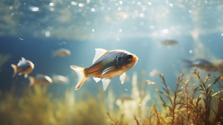 Asiatic glassfish swimming under freshwater picture AI Generated Imageの素材