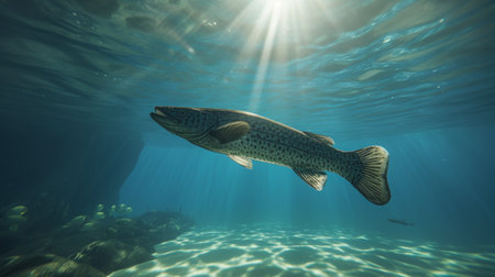 American sole fish swimming sea underwater picture AI Generated Imageの素材