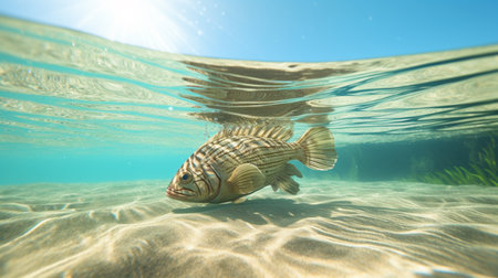 American sole fish swimming sea underwater picture AI Generated Imageの素材