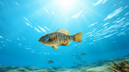 American sole fish swimming sea underwater picture AI Generated Imageの素材