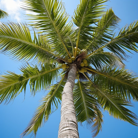 Beautiful coconut palm tree tropical beach island picture AI Generated artの素材