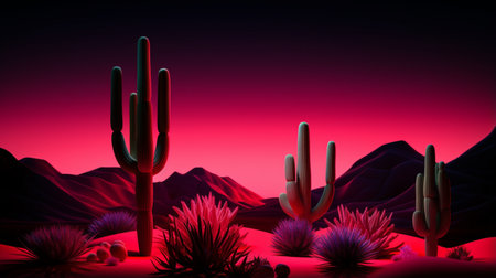 Beautiful neon desert.landscape scenery nature wallpaper AI Generated Imageの素材