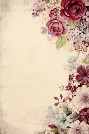 Beautiful vintage flower style floral background AI Generated Imageの素材