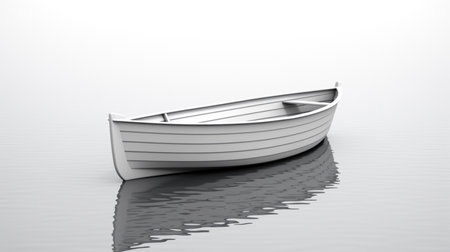 Beautiful wooden boat on water scenery picture AI Generated Imageの素材