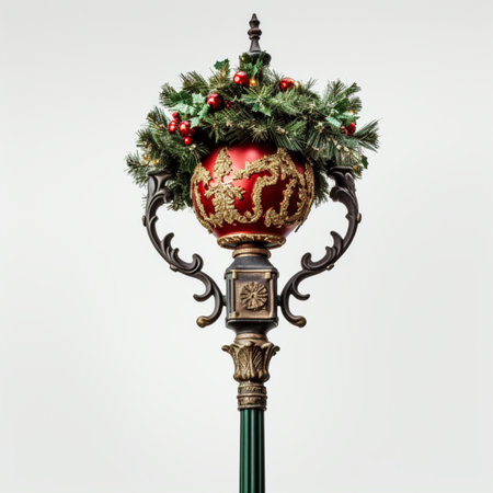 Christmas decorations wreath lamp post light pictures AI Generated artの素材