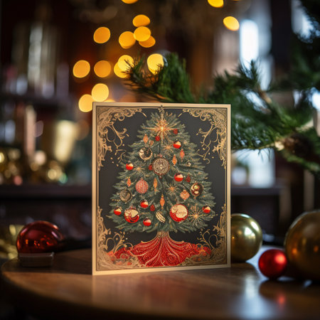 Christmas tree decoration hanging gift card images AI Generated Imageの素材