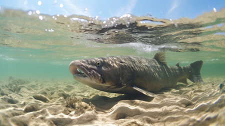 Black catfish fish swimming sea underwater photography AI Generated Imageの素材