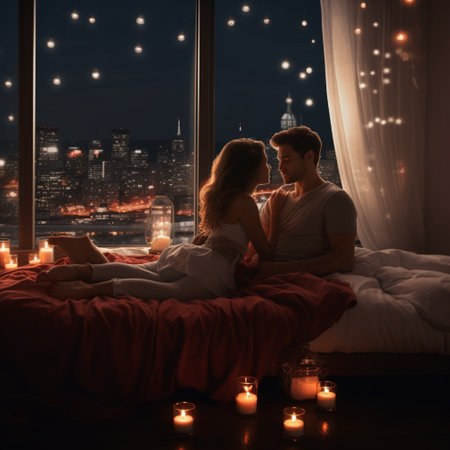 Beautiful couple candle night scene royalty picture Ai generated artの素材