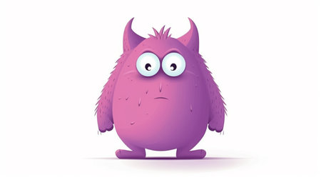 Cute little monster mignon cartoon vector illustration AI Generated Imageの素材