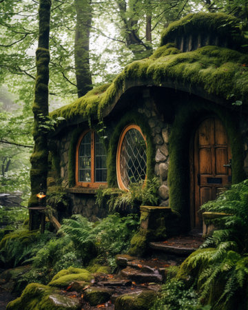 Fantastic dreamy house forest gothic cottage picture AI Generated Imageの素材