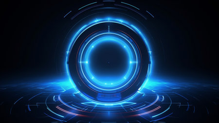 Futuristic fantasy abstract neon light landscape scenery AI Generated Imageの素材