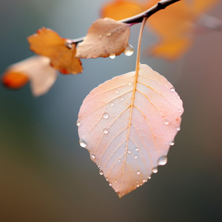 Beautiful pastel pink colour autumn leaves photography AI Generated Imageの素材