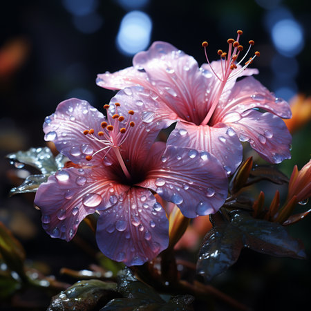 Beautiful pink hawaiian hibiscus tropical flowers pictures AI Generated artの素材