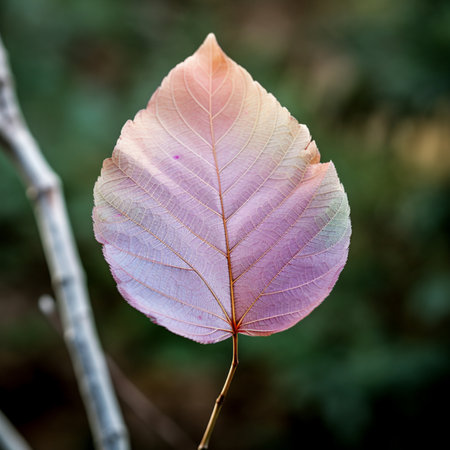 Beautiful pastel pink colour autumn leaves photography AI Generated Imageの素材