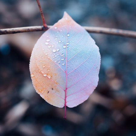 Beautiful pastel pink colour autumn leaves photography AI Generated Imageの素材