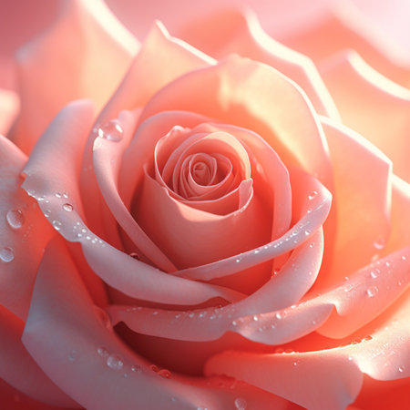 Bright pink rose flower with rain water drops pictures AI Generated artの素材