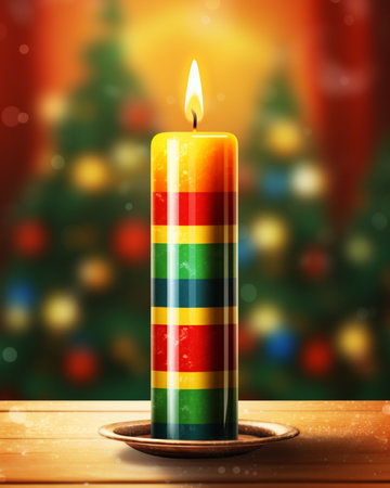 Christmas kwanzaa holiday decor candle images AI Generated Imageの素材