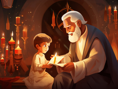 Christmas santa telling story children isolated clipart illustration AI Generated Imageの素材