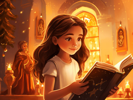 Christmas santa telling story children isolated clipart illustration AI Generated Imageの素材