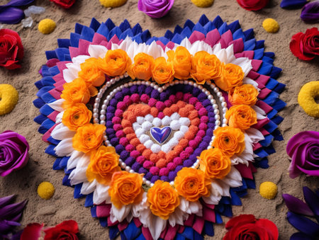 Colorful floral mandala art coloring book image AI Generated Imageの素材