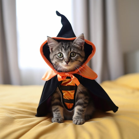 Cat wearing halloween costume style image Ai generated artの素材