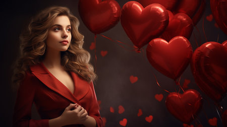 Happy valentines day romantic couple studio photography AI Generated Imageの素材