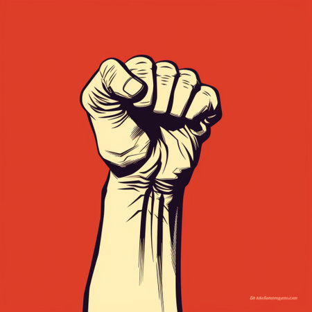 Freedom raised fist striking man poster image Ai generated artの素材