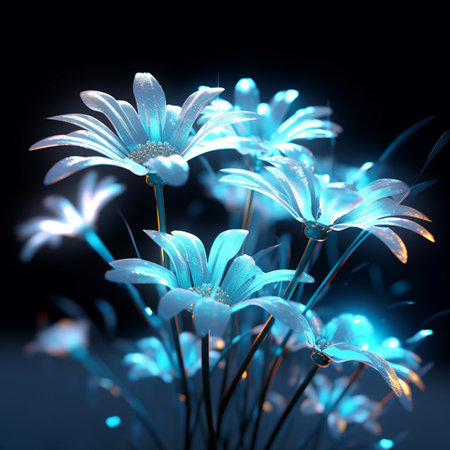Glowing petals megical flowers AI Generated artの素材