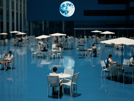 Group of umbrella people celebrate blue monday photography AI Generated Imageの素材