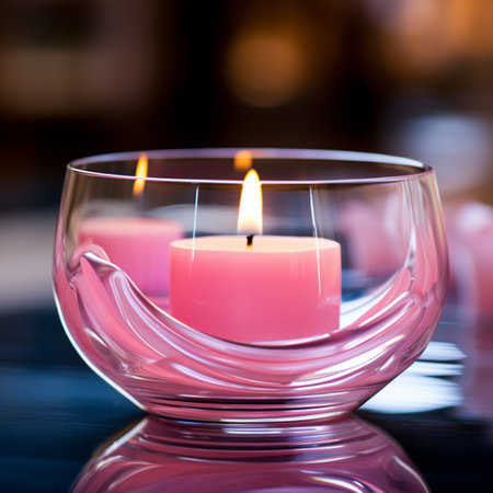 Macro flame glass pink candle light picture AI Generated artの素材
