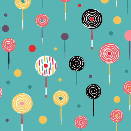 Modern cupcakes donuts lollipops patt paper image Ai generated artの素材
