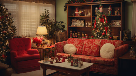 Old traditional rustic christmas living room ideas images AI Generated Imageの素材