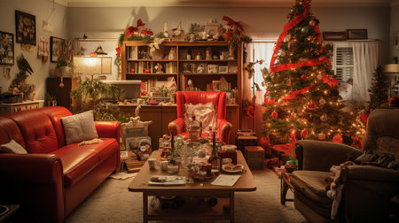Old traditional rustic christmas living room ideas images AI Generated Imageの素材