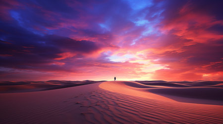 Beautiful sand dune sea beach sunset photography AI Generated Imageの素材
